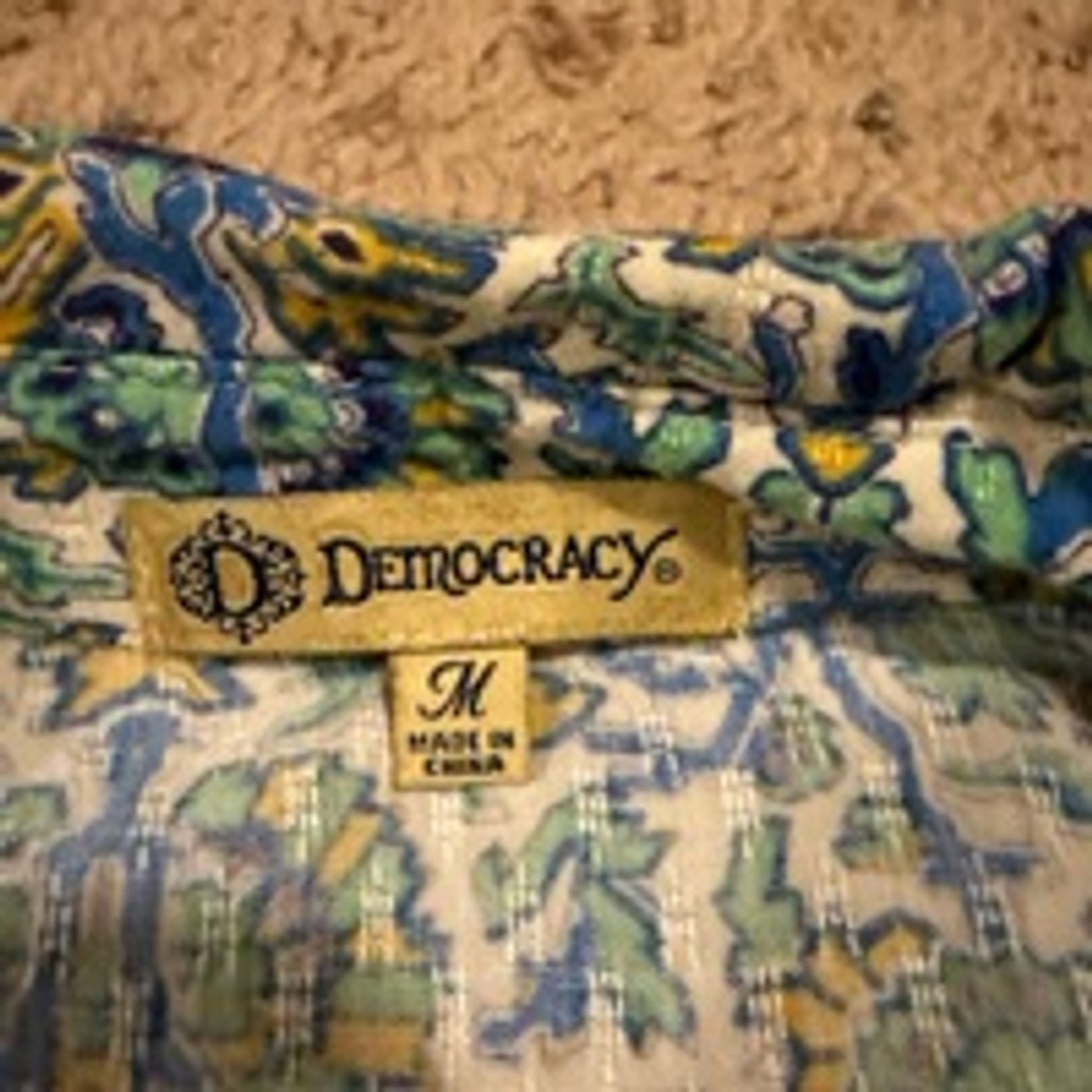 Women's Democracy Sleeveless Top Size M Blue Green Floral - Picture 3 of 7